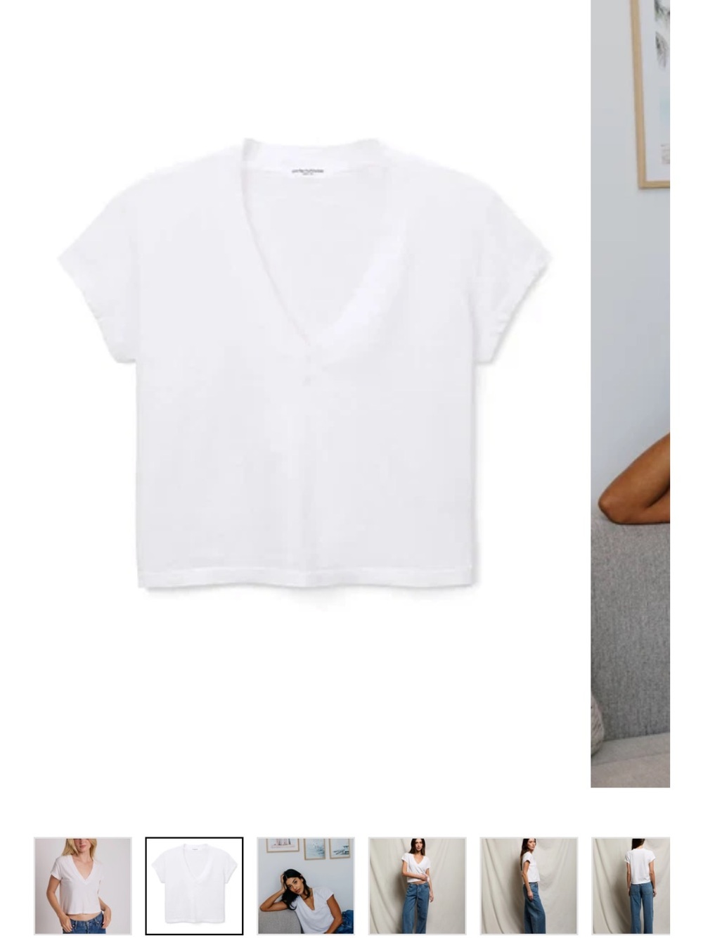 perfectwhitetee  Alanis White V-Neck Crop Short Sleeve Tee M
